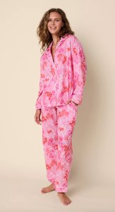 The Cat's Pajamas Women's Popping Pink Voile Cotton Classic Pajama Set