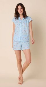 The Cat's Pajamas Women's Positano Luxe Pima Cotton Short Sleeve Short Set