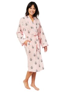 The Cat's Pajamas Women's Queen Bee Luxe Pima Cotton Shawl Collar Robe in Pink
