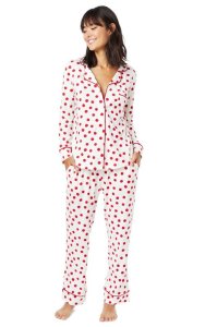 The Cat's Pajamas Women's Red Sprinkle Dots Pima Knit Cotton Classic Pajama Set