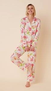 The Cat's Pajamas Women's Rosalita Pima Knit Cotton Classic Pajama Set