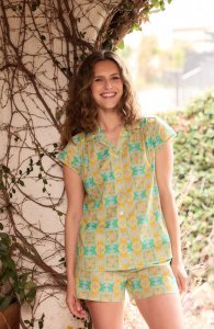 The Cat's Pajamas Women's Selene Voile Cotton Short Sleeve Short Set