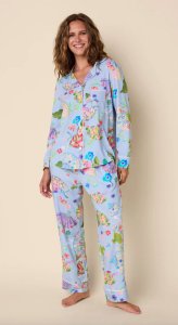 The Cat's Pajamas Women's Shanghai Fans Pima Knit Cotton Classic Pajama Set