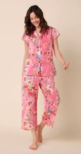 The Cat's Pajamas Women's Spring Fling Voile Cotton Capri Pajama Set