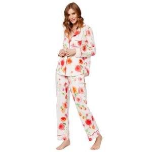 The Cat's Pajamas Women's Tossed Roses Pima Knit Cotton Classic Pajama Set