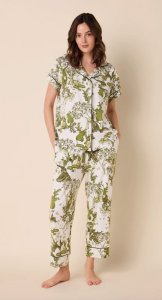 The Cat's Pajamas Women's Woodside Pima Knit Cotton Capri Pajama Set