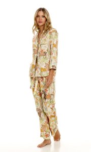 The Lazy Poet Women's Emma Wild Caravan Cotton Classic Long Sleeve Pajama Set