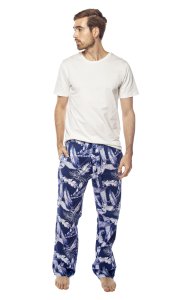 The Lazy Poet Men's Drew Blue Plume Cotton Pajama Pant