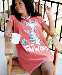 Lazy One Time To Unwind V-Neck Cotton Nightshirt in Moab Sunset Pink