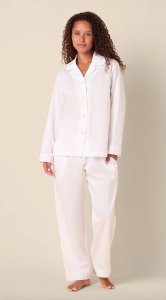 The Cat's Pajamas Women's White Classic Luxe Pima Cotton Pajama Set