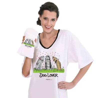 Emerson Street Dog Lover Cotton Nightshirt in a Bag