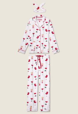 PJ Salvage Let's Get Toasty Classic Flannel Pajama Set in Ivory