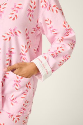 PJ Salvage Sweeter Than Sugar Candy Cane Classic Flannel Pajama Set