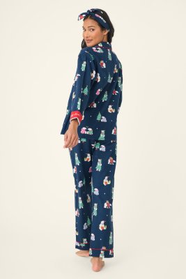 PJ Salvage Bearly Awake Classic Flannel Pajama Set in Navy