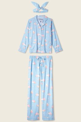 PJ Salvage Fizz The Season Classic Flannel Pajama Set in Light Sky Blue