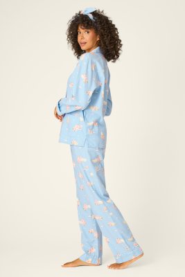 PJ Salvage Fizz The Season Classic Flannel Pajama Set in Light Sky Blue