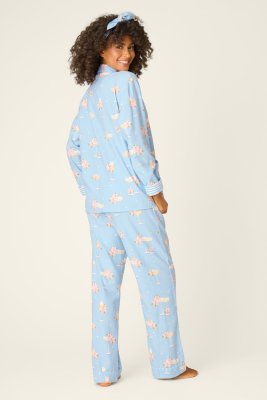 PJ Salvage Fizz The Season Classic Flannel Pajama Set in Light Sky Blue