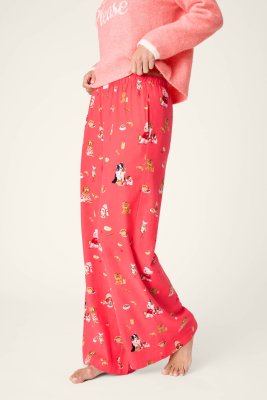 PJ Salvage Dogs Who Brunch Flannel Pajama Pant in Dark Coral