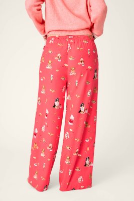 PJ Salvage Dogs Who Brunch Flannel Pajama Pant in Dark Coral