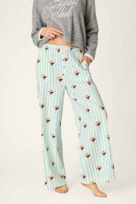 PJ Salvage Espresso Martini Flannel Pajama Pant in Pool Blue