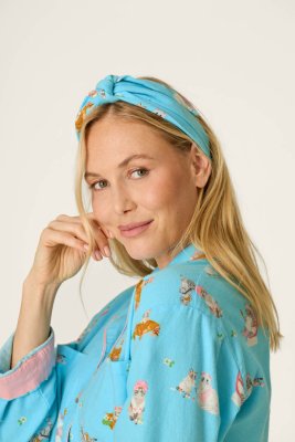 PJ Salvage Pampered Cat Classic Flannel Pajama Set in Blue Elixir