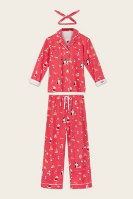 PJ Salvage Dogs Who Brunch Classic Flannel Pajama Set in Dark Coral