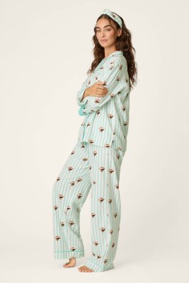 PJ Salvage Espresso Martini Classic Flannel Pajama Set in Pool Blue