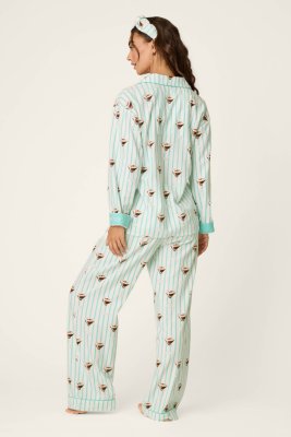 PJ Salvage Espresso Martini Classic Flannel Pajama Set in Pool Blue