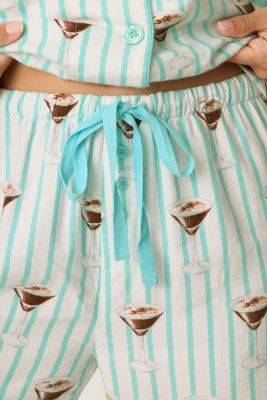 PJ Salvage Espresso Martini Classic Flannel Pajama Set in Pool Blue