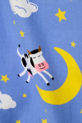 PJ Salvage Cows Jumping Over The Moon Classic Flannel Pajama Set in Peri Blue