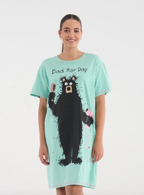 Little Blue House by Hatley Bad Hair Day Cotton Sleepshirt in Ocean Wave