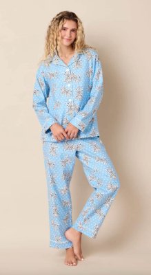 The Cat's Pajamas Women's Bengal Blue Flannel Classic Pajama Set