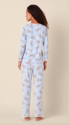 The Cat's Pajamas Women's Bengal Blue Pima Knit Cotton Simple Set