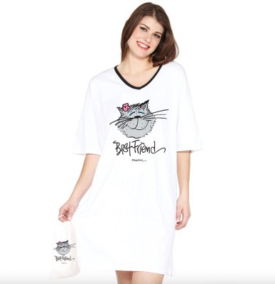 Emerson Street "Best Friend" Cat Cotton Nightshirt in a Bag