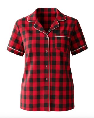 Boxercraft Women's Red/Black Buffalo Plaid Boxy Flannel Short Sleeve Shirt