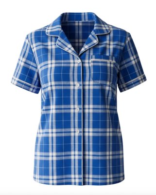 Boxercraft Women's Royal/Silver Plaid Boxy Flannel Short Sleeve Shirt