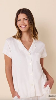 The Cat's Pajamas Women's White Pima Knit Cotton Capri Pajama Set