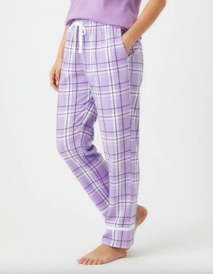 Boxercraft Women's Carnegie Lavender Plaid Flannel Cuffed Pajama Pant