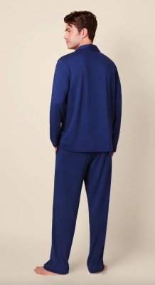 The Cat's Pajamas Men's Classic Pima Knit Cotton Pajama Set in New Navy