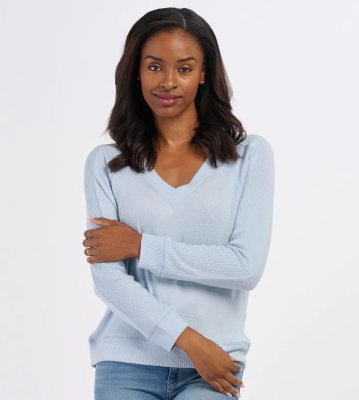 Boxercraft Women's Cuddle V-Neck Lounge Top in Sky Blue
