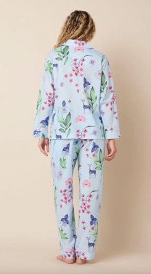 The Cat's Pajamas Women's Deerly Luxe Pima Cotton Classic Pajama Set in Blue
