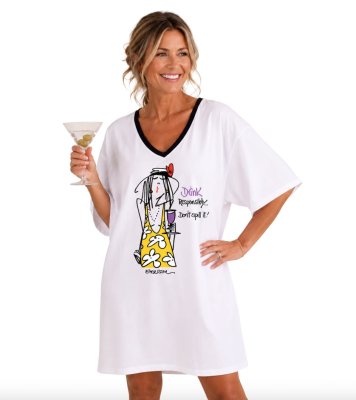 Emerson Street "Drink Responsibly...Don't spill it!" Cotton Nightshirt in a Bag