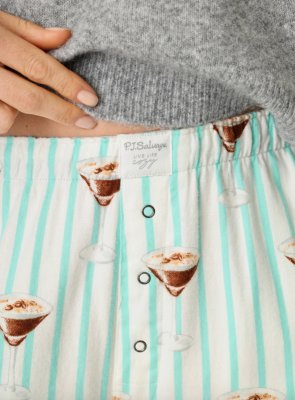 PJ Salvage Espresso Martini Flannel Pajama Pant in Pool Blue