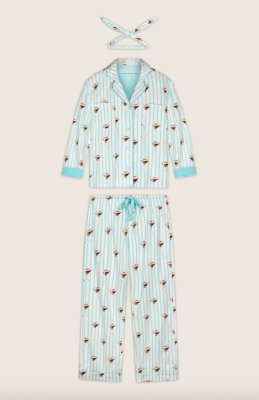 PJ Salvage Espresso Martini Classic Flannel Pajama Set in Pool Blue