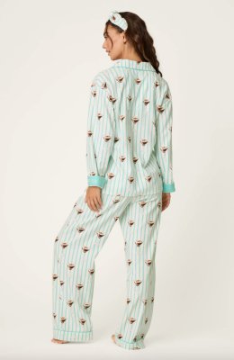 PJ Salvage Espresso Martini Classic Flannel Pajama Set in Pool Blue