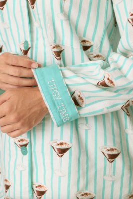 PJ Salvage Espresso Martini Classic Flannel Pajama Set in Pool Blue