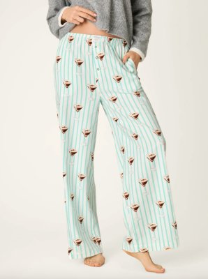 PJ Salvage Espresso Martini Flannel Pajama Pant in Pool Blue