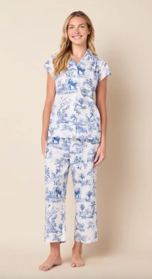 The Cat's Pajamas Women's Fauna Botanica Luxe Pima Cotton Capri Pajama Set