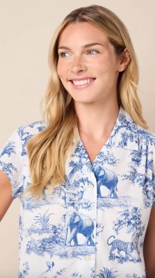 The Cat's Pajamas Women's Fauna Botanica Luxe Pima Cotton Capri Pajama Set