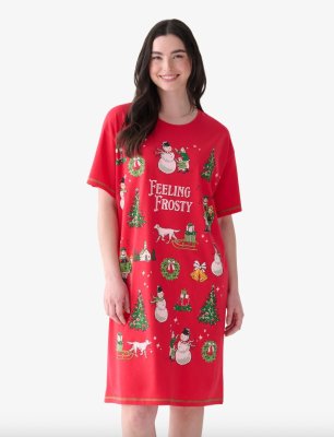 Little Blue House by Hatley Feeling Frosty Cotton Sleepshirt in Red